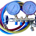 Three ways A/C Dual Manifold Gauge with/without Sight Glass in Aluminum or Brass